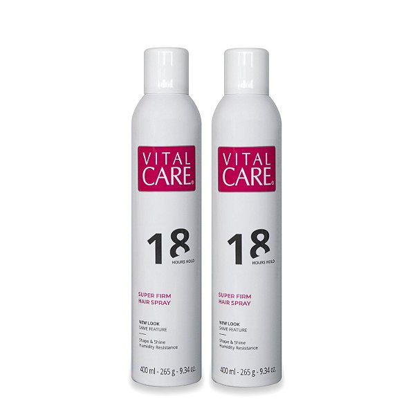 Kit Hair Spray Vital Care 18 horas, 400ml (com 2 unids) – Hairspray finalizador de Fixação Média