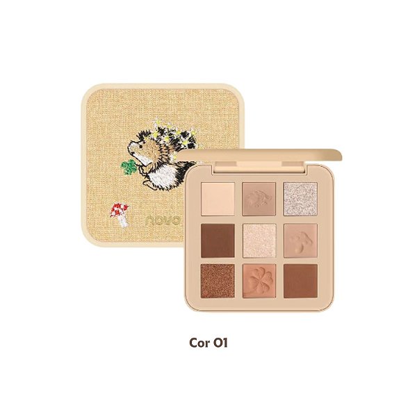 Paleta de sombras para olhos Bordada Esquilo Maquiagem Novo 9 cores 13g - Cor 01