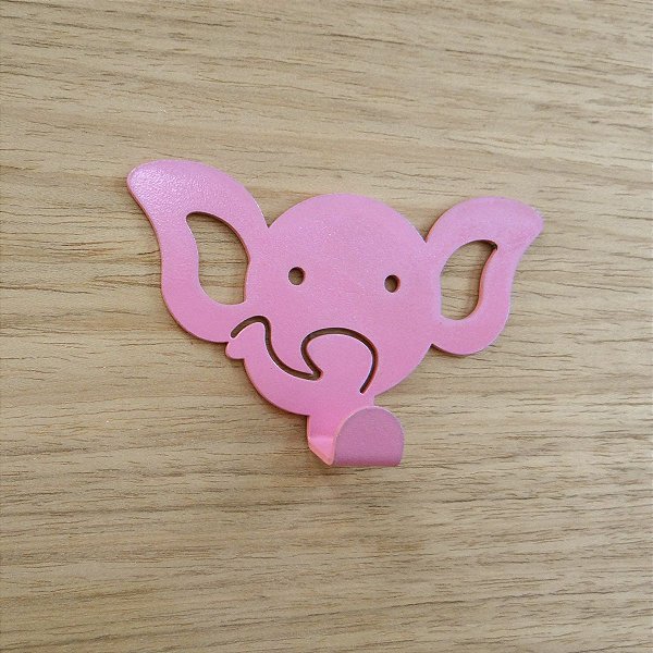 Suporte De Parede Gancho Elefantinho Rosa