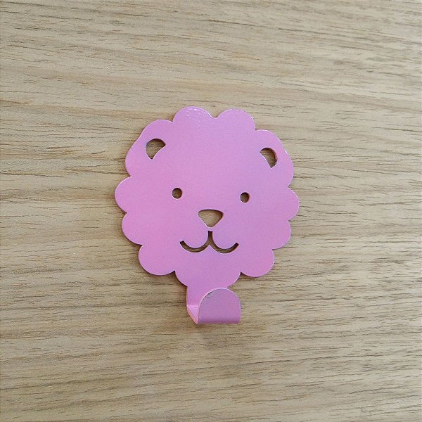Suporte De Parede Gancho Leãozinho Rosa