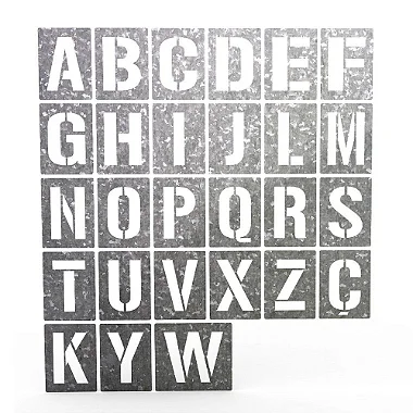 Stencil Alfabeto em Chapa - Conjunto de 27 Moldes Vazados