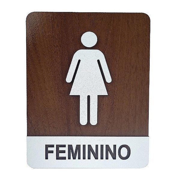 Placa de Sinalização Banheiro Feminino em MDF com Alto Relevo