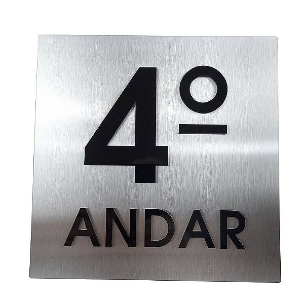 Placa Andar De Prédio Em Aço Inox Escovado 20x20cm