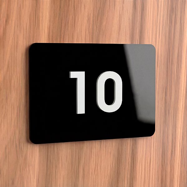 Placa de Acrílico Preto com Números Brancos para Apartamento - 2 Números