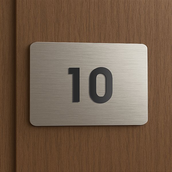 Placa de Aço Inox Escovado para Apartamento com 2 Números