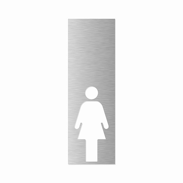 Placa Sinalização Moderna Banheiro Feminino Aço Inox Escovado