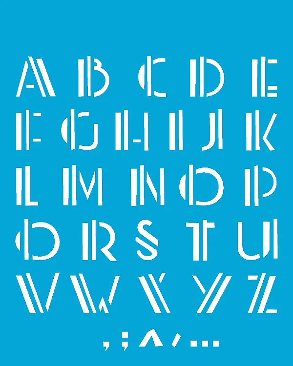 Stencil Alfabeto Reto 2.80Cm - 20x25cm