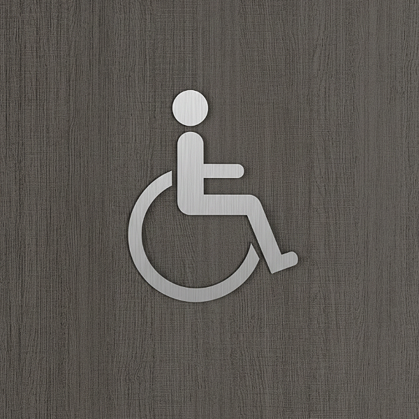 Placa Indicativa Banheiro Cadeirante em Aço Inox Escovado