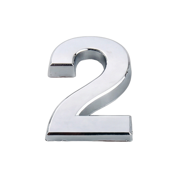 Número "2" em Abs Cromado 5cm Prateado