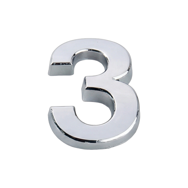 Número "3" em Abs Cromado 5cm Prateado
