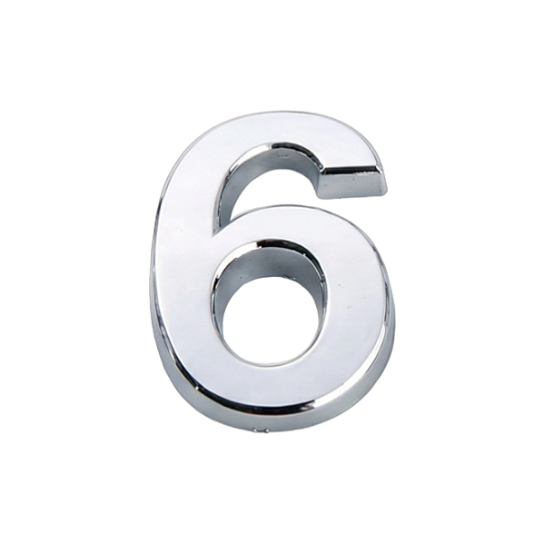 Número "6" em Abs Cromado 5cm Prateado