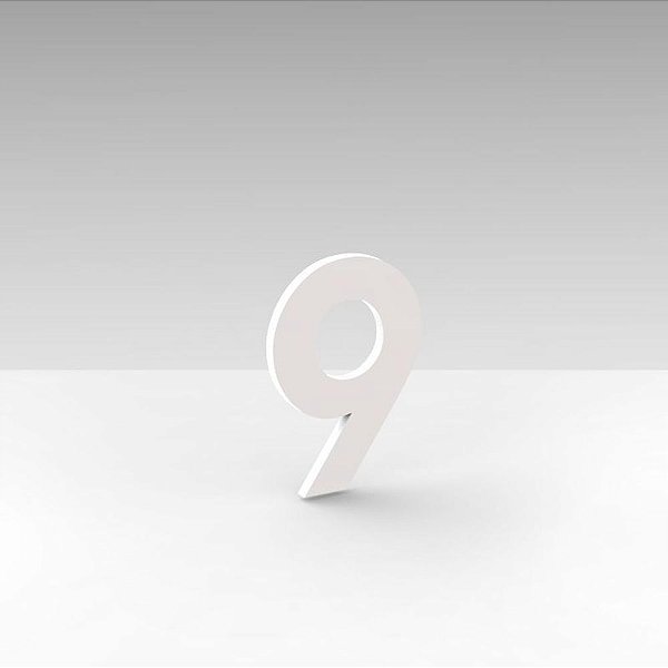 Número "9" de Apartamento em Acrílico Branco 5cm