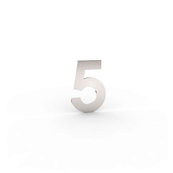 Número "5" de Apartamento em Inox Polido 5cm