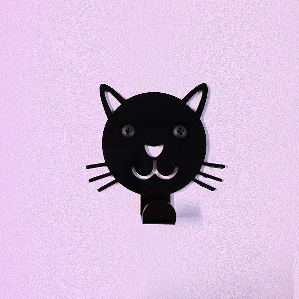 Suporte De Parede Gancho Gatinho Preto