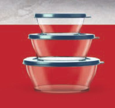 Tupperware Tigelas Clear 3 peças Transparente