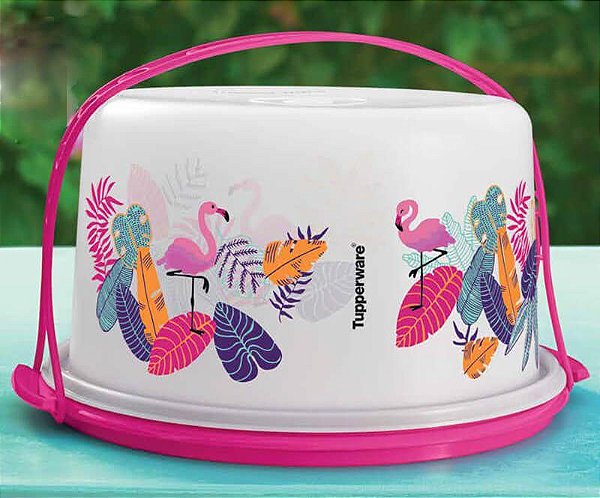 Tupperware Big Cake Flamingo Tropical Porta Bolo