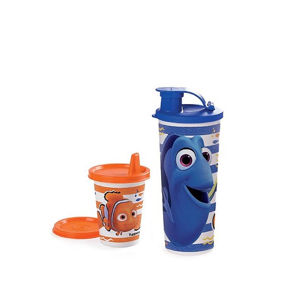 Tupperware Copinho com bico Nemo + Copo com bico Dory e Nemo kit 2 Peças