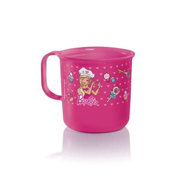 Tupperware Caneca Barbie Chef 350ml Rosa