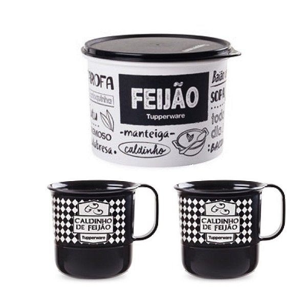 Tupperware Caixa Feijão + Canecas Caldinho de Feijão Kit 3 Peças