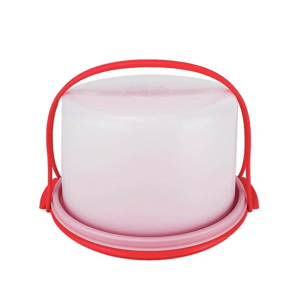 Tupperware Mini Cake Branco com base Rosa Pink