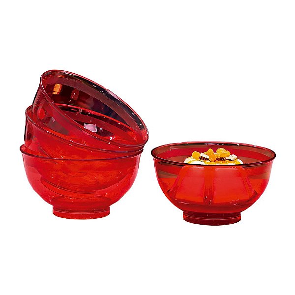Tupperware Tacinha Cristal 250ml 4 peças Vermelho