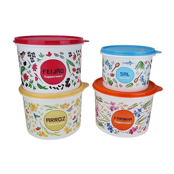 Kit Tupperware Caixa de Mantimento Floral 4 peças