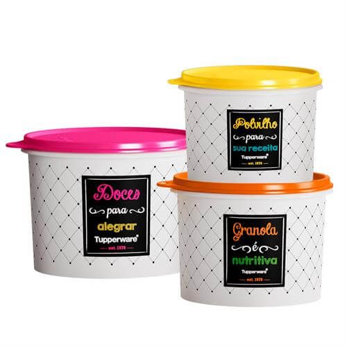 Tupperware Caixas Bistrô Doces 2,4 litros + Granola 1,7 litro + Polvilho 1,1 litro