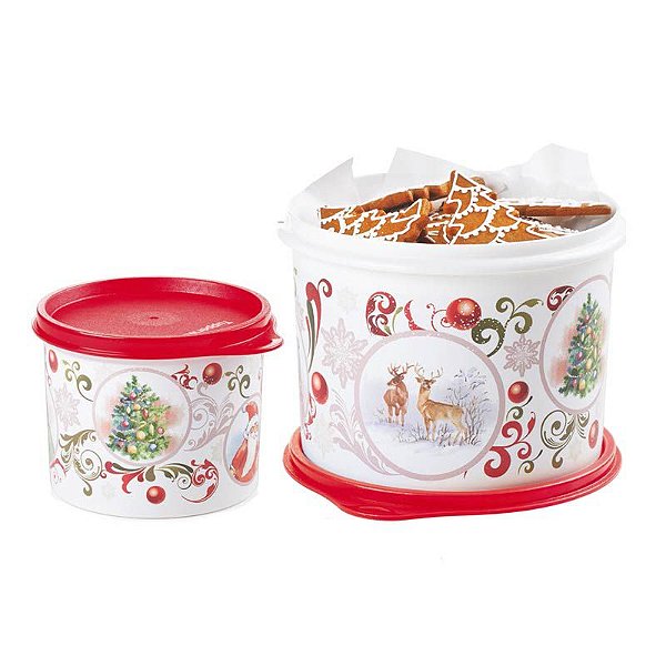 Tupperware Redondinha Natal + Caixa Natal Kit 2 Peças