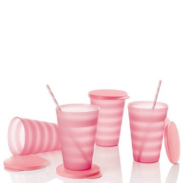 Tupperware Copo Murano Rosa kit 4 Peças