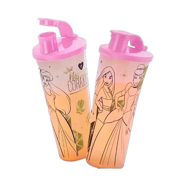 Tupperware Copo com Bico Princesas 470ml Rosa Translúcido