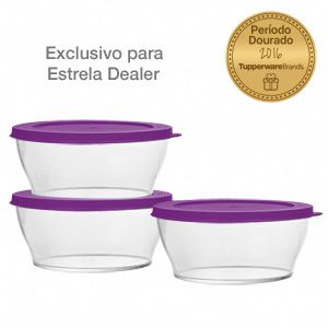 Tupperware Tigelas 550ml kit 3 peças Roxo