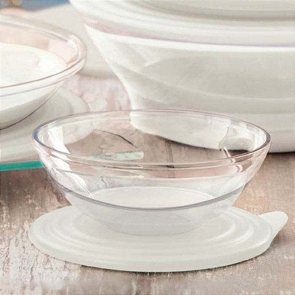 Tupperware Tigela Elegância 600ml Transparente e Branco