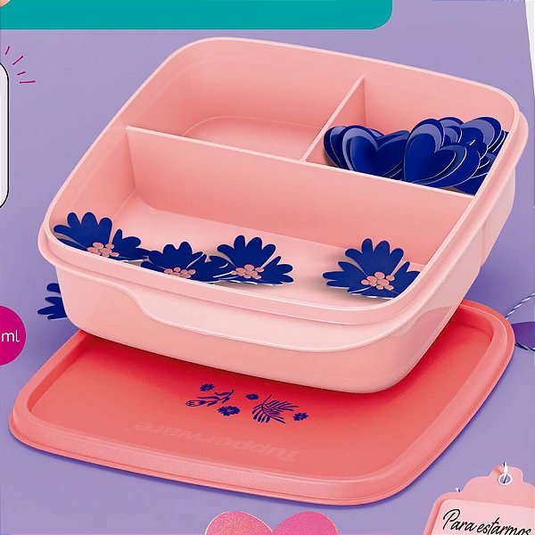 Tupperware Basic Line com Divisórias Jardim das Mães 550ml Coral