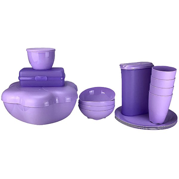 Kit Tupperware PDA 06/2022 Floresta Lilás 16 peças