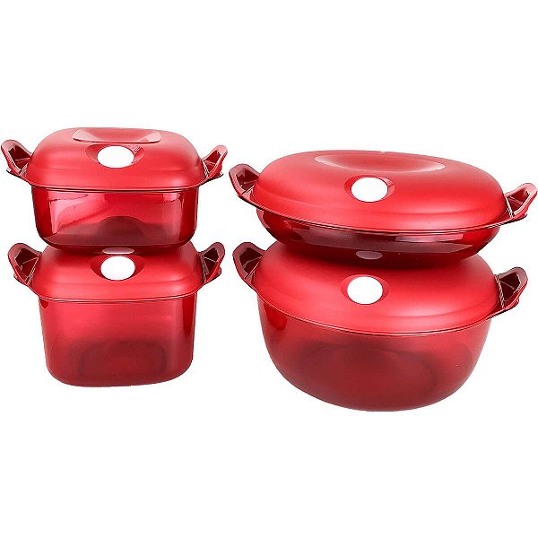 Tupperware Cristal Pop Vermelho Kit 4 peças