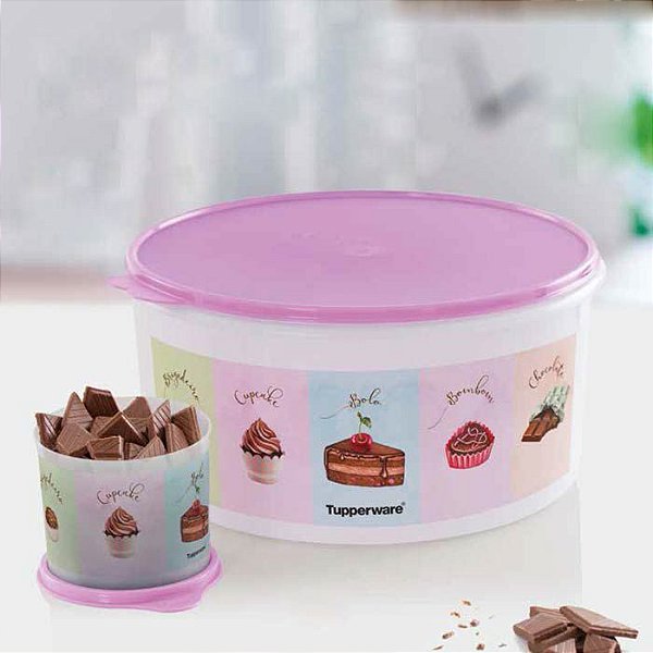 Tupperware Redondinha Chocolate 500ml + Porta Tudo Chocolate 10 Litros kit 2 Peças