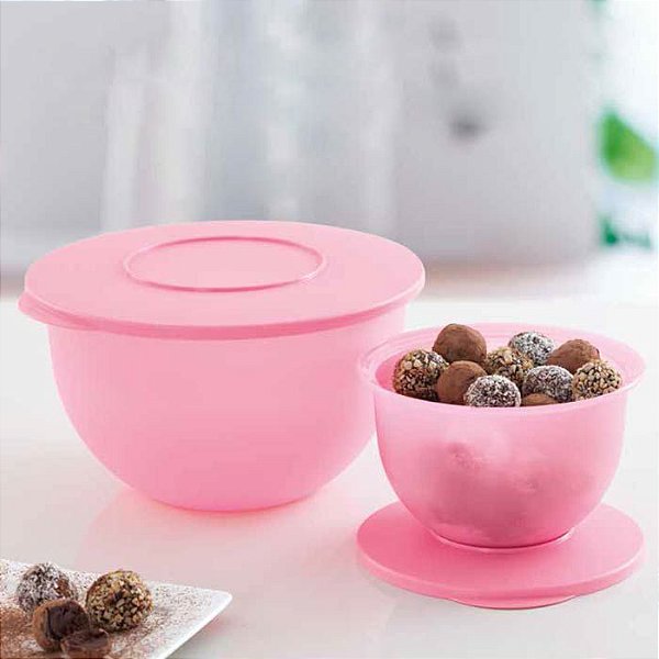 Tupperware Tigela Murano 1,3 Litro + Tigela Murano 4,3 Litros Rosa Quartzo Kit 2 Peças