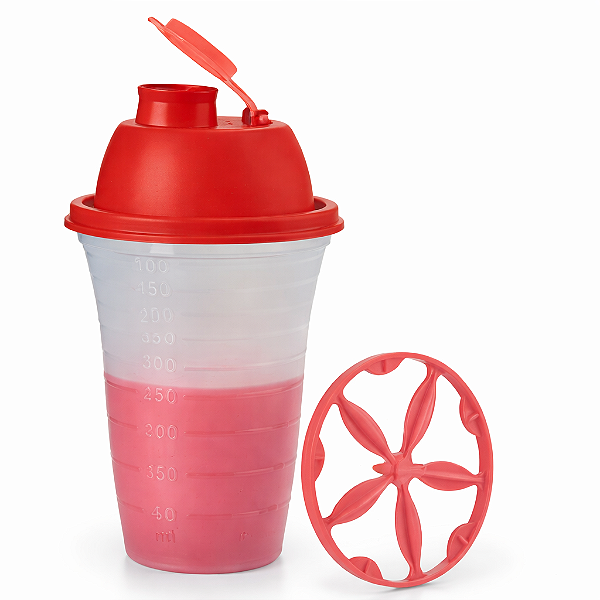 Tupperware Quick Shake II 500ml Vermelho e Coral