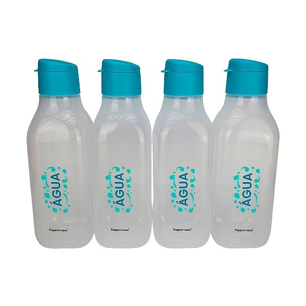 Garrafa Tupperware Eco Tupper Quadrada Plus 1 litro Água kit 4 peças Squeeze