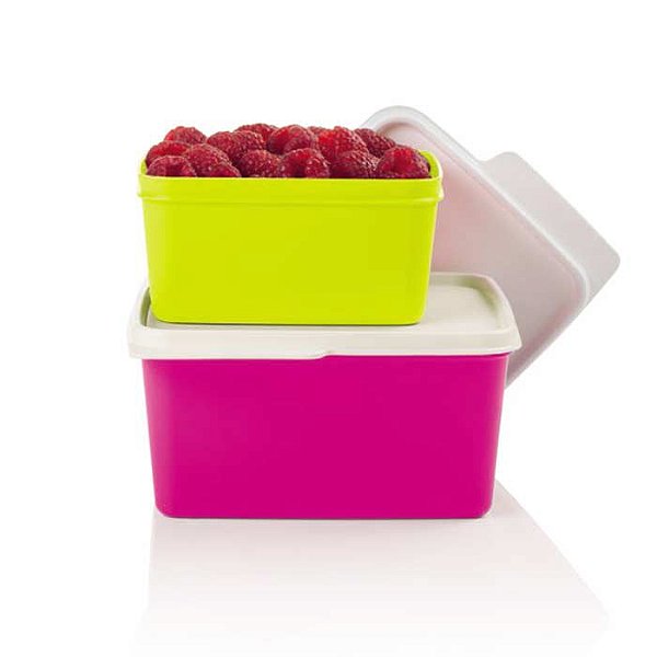 Tupperware Kit Basic Line 500ml Amarelo Neon + 1,2 litro Rosa Neon kit 2 peças