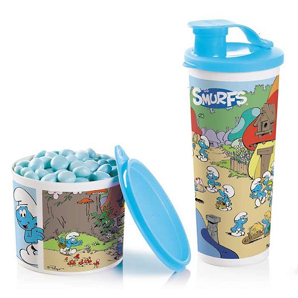 Tupperware Smurfs Copo + Redondinha kit 2 peças