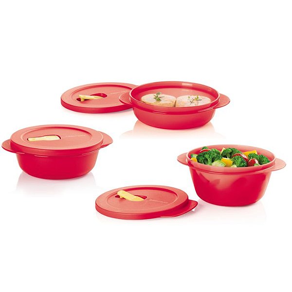 Tupperware Mini Cristalwave Geração II Kit 3 Peças Vermelho