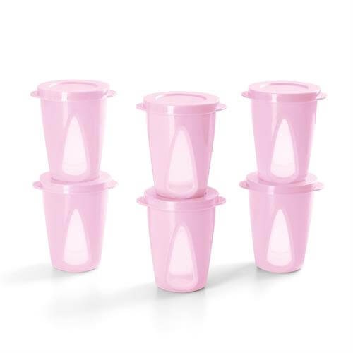 Kit Tupperware Copos Outdoor 330ml 6 peças Rosa Pink