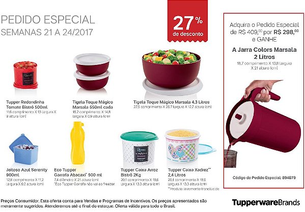 Tupperware Pedido Especial 06/2017 kit 8 peças + 1 grátis