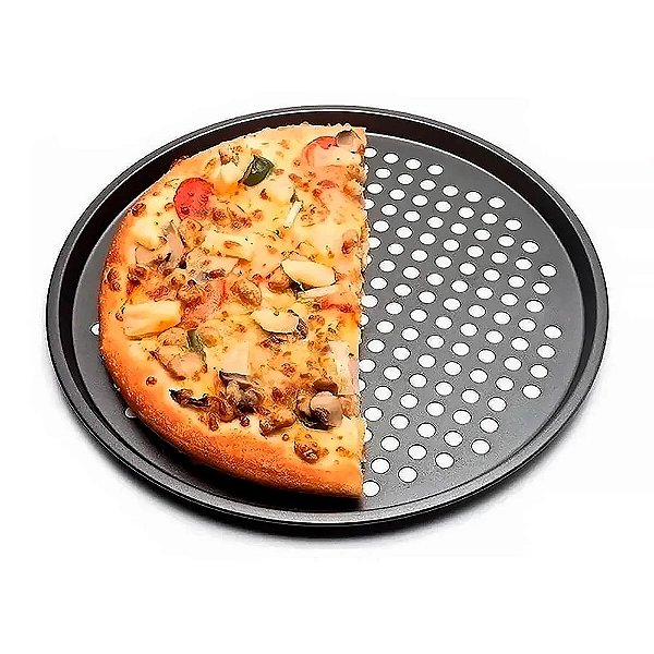 Forma de Pizza Furada Aço Carbono 31,5cm