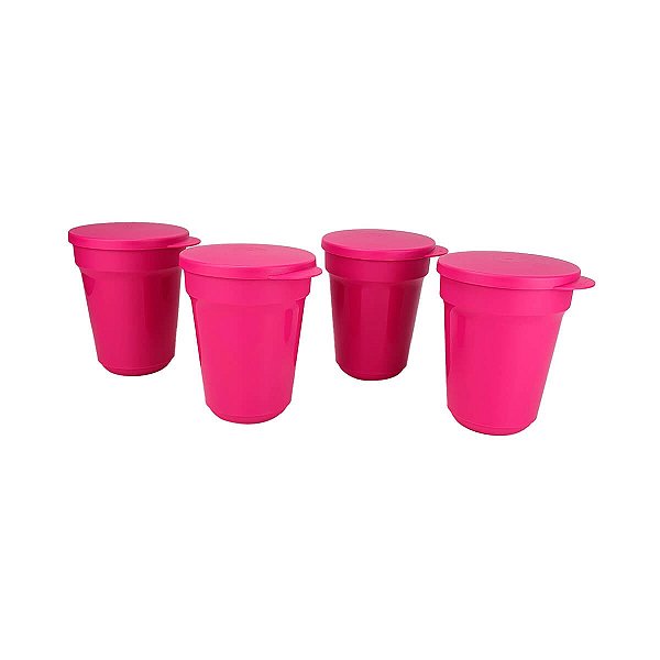 Tupperware Kit Copos Aloha 470ml Rosa 4 peças