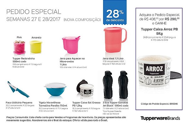 Tupperware Pedido Especial 07/2017 kit 9 peças + 1 grátis