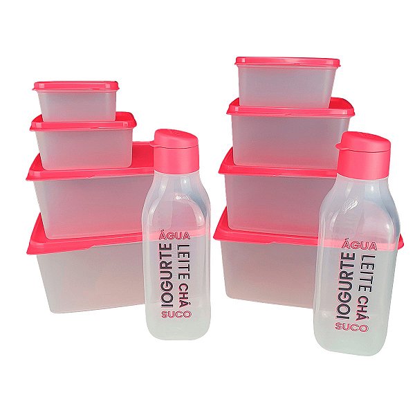 Kit Tupperware PDA 02/2023 Basic Line 10 peças Rosa