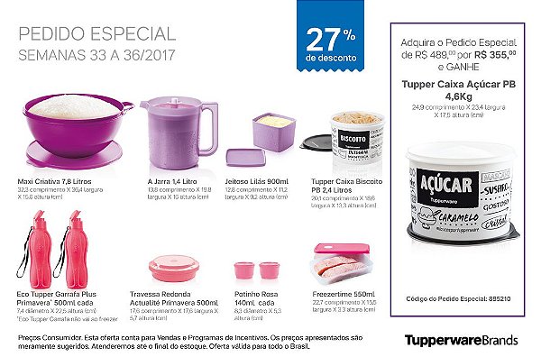 Tupperware Pedido Especial 09/2017 kit 10 peças + 1 Grátis