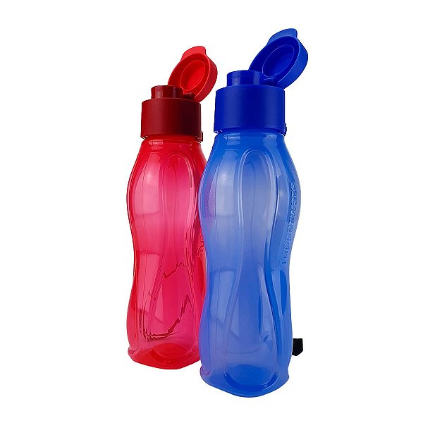 Kit Garrafa Tupperware Eco Tupper Rosa Batom + Azul Royal 310ml ...
